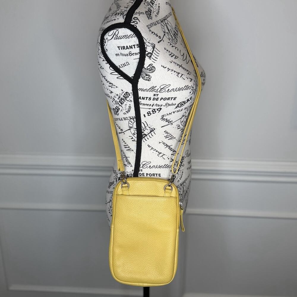 Coldwater Creek Yellow Crossbody Organizer Purse Pen Loops Key Ring Pockets
